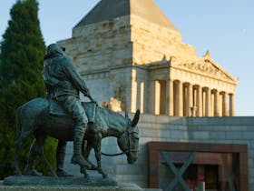 Man and Donkey statue at the Shrine of Remembrance