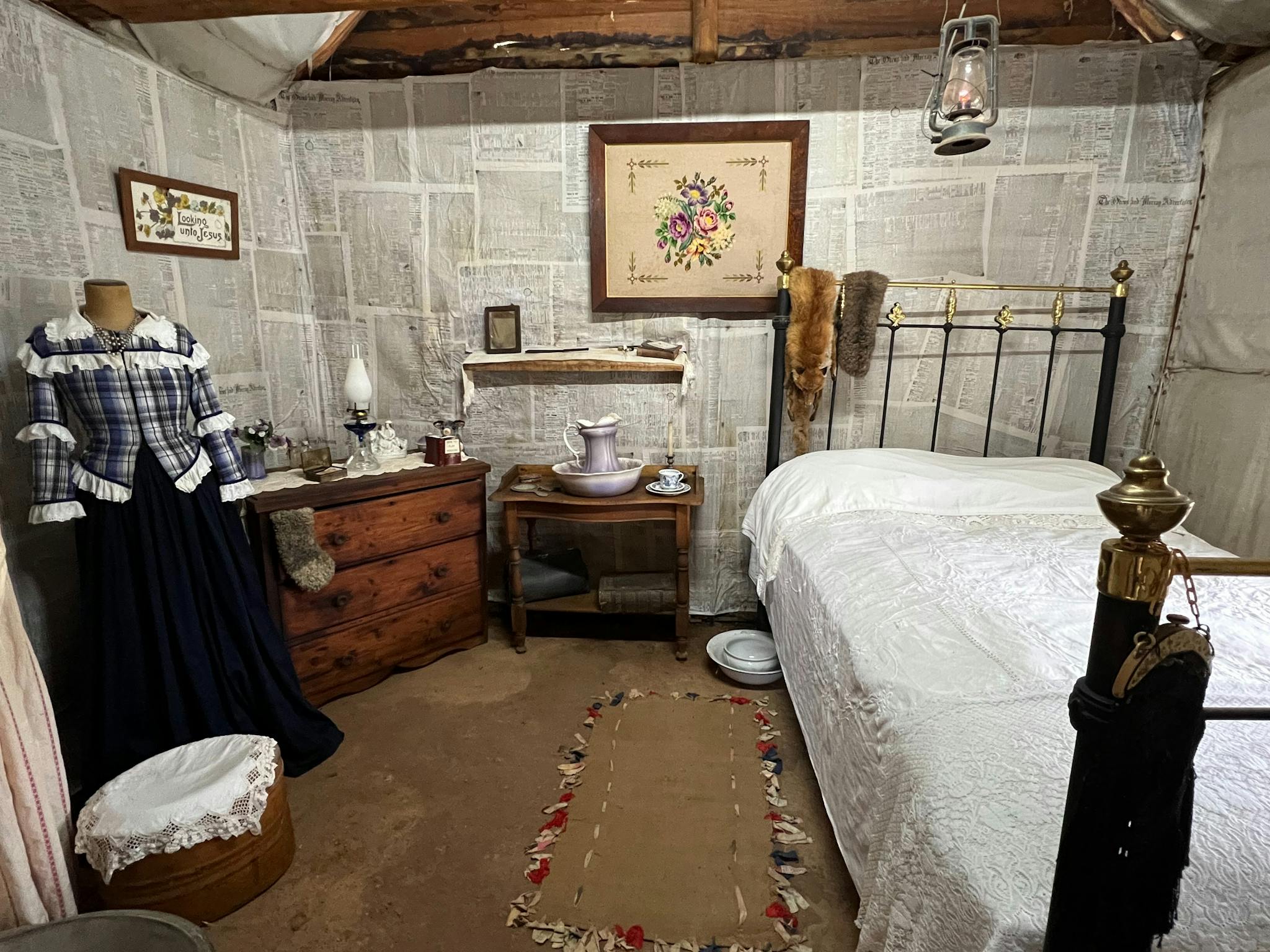 Inside the replica cottage are 3 bedrooms and a family kitchen