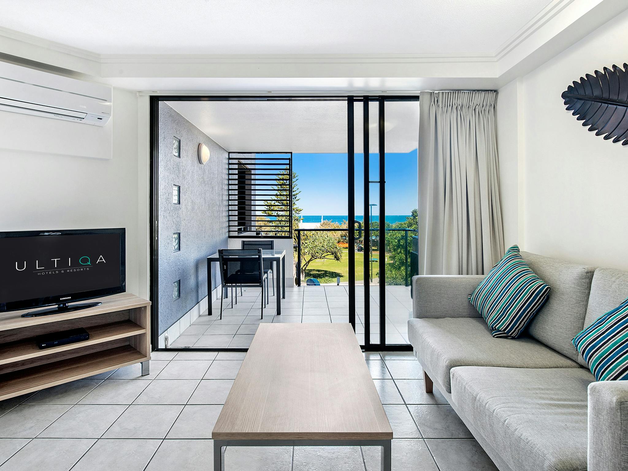 Living Area in 1 Bedroom Apartment at ULTIQA Shearwater Resort on Kings Beach Living Area in 1 Bedroom Apartment at ULTIQA Shearwater Resort on Kings Beach