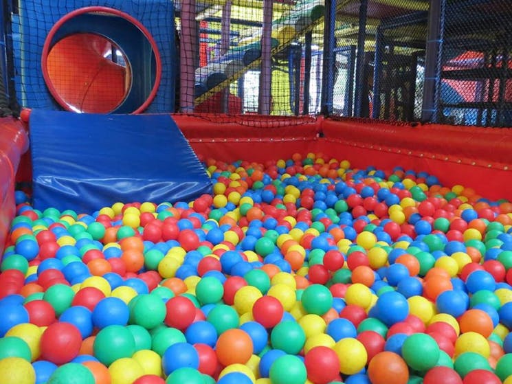 Colourful ball pit for children to play in at Playmaze Narellan