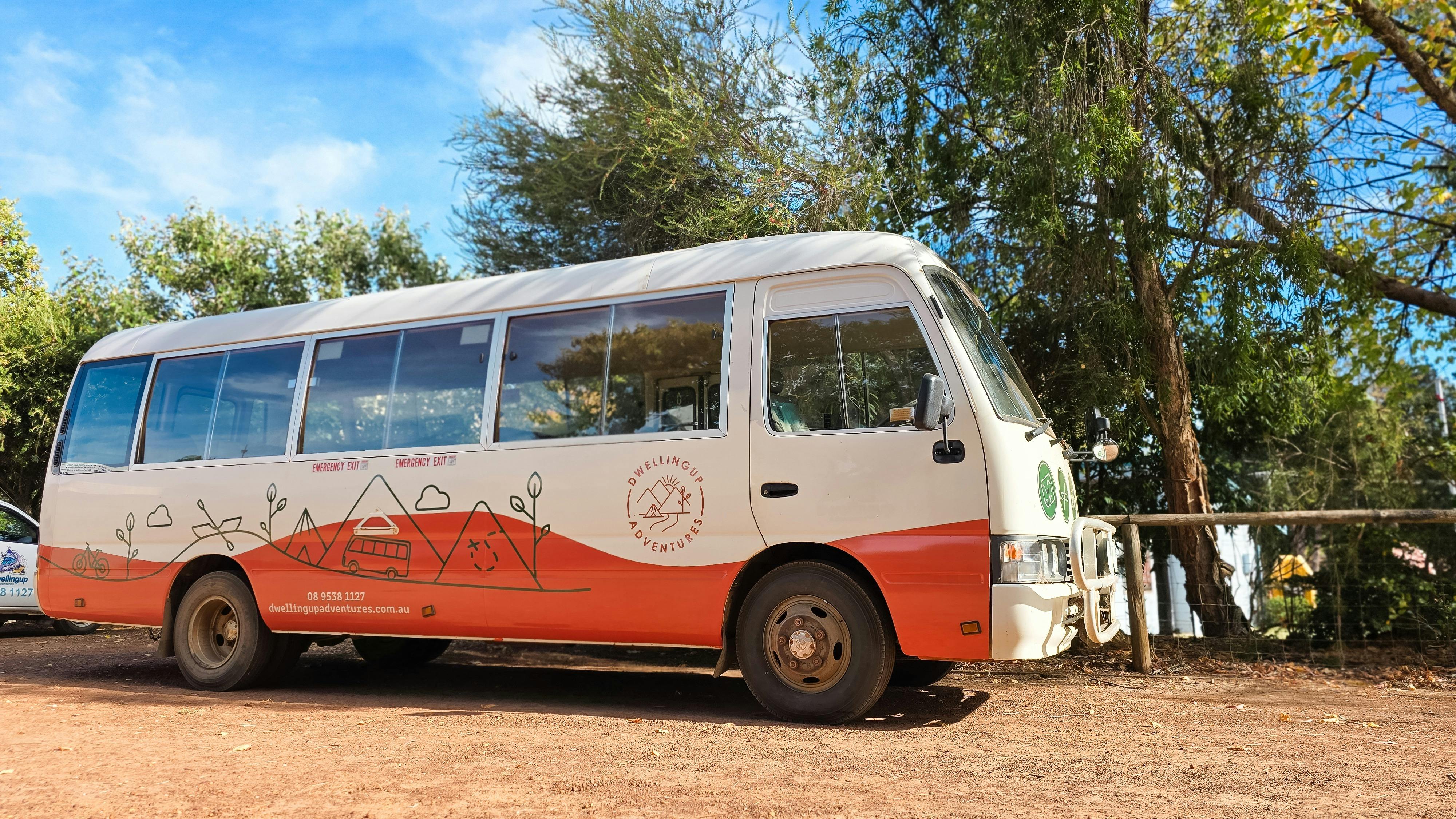 Coaster bus parked in yard