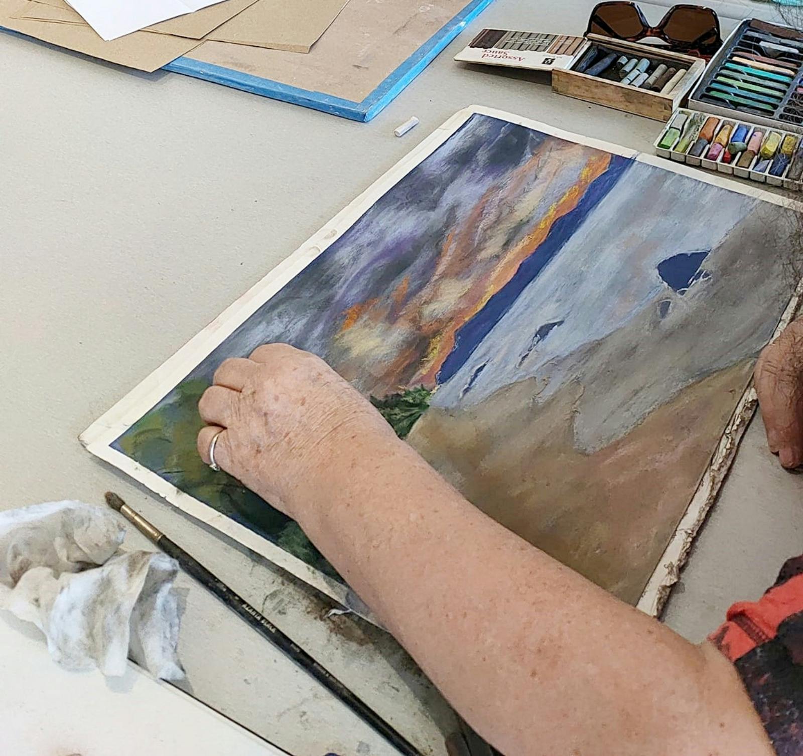 soft, pastel, drawing, group, campbell town, tasmania, monthly