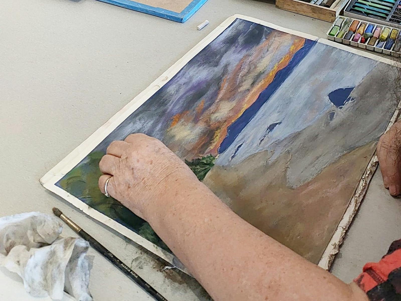 soft, pastel, drawing, group, campbell town, tasmania, monthly
