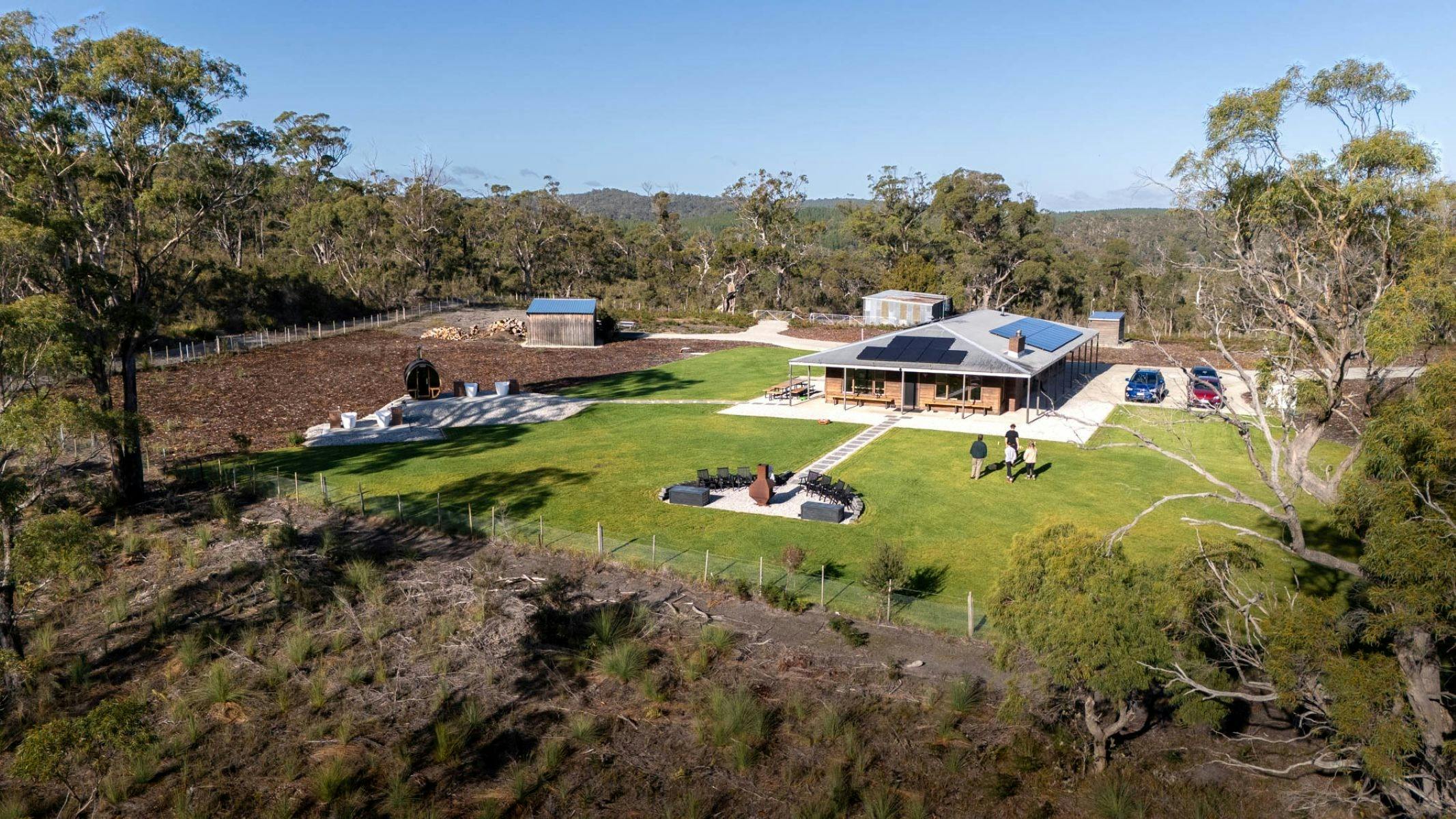 A drone image of the estate