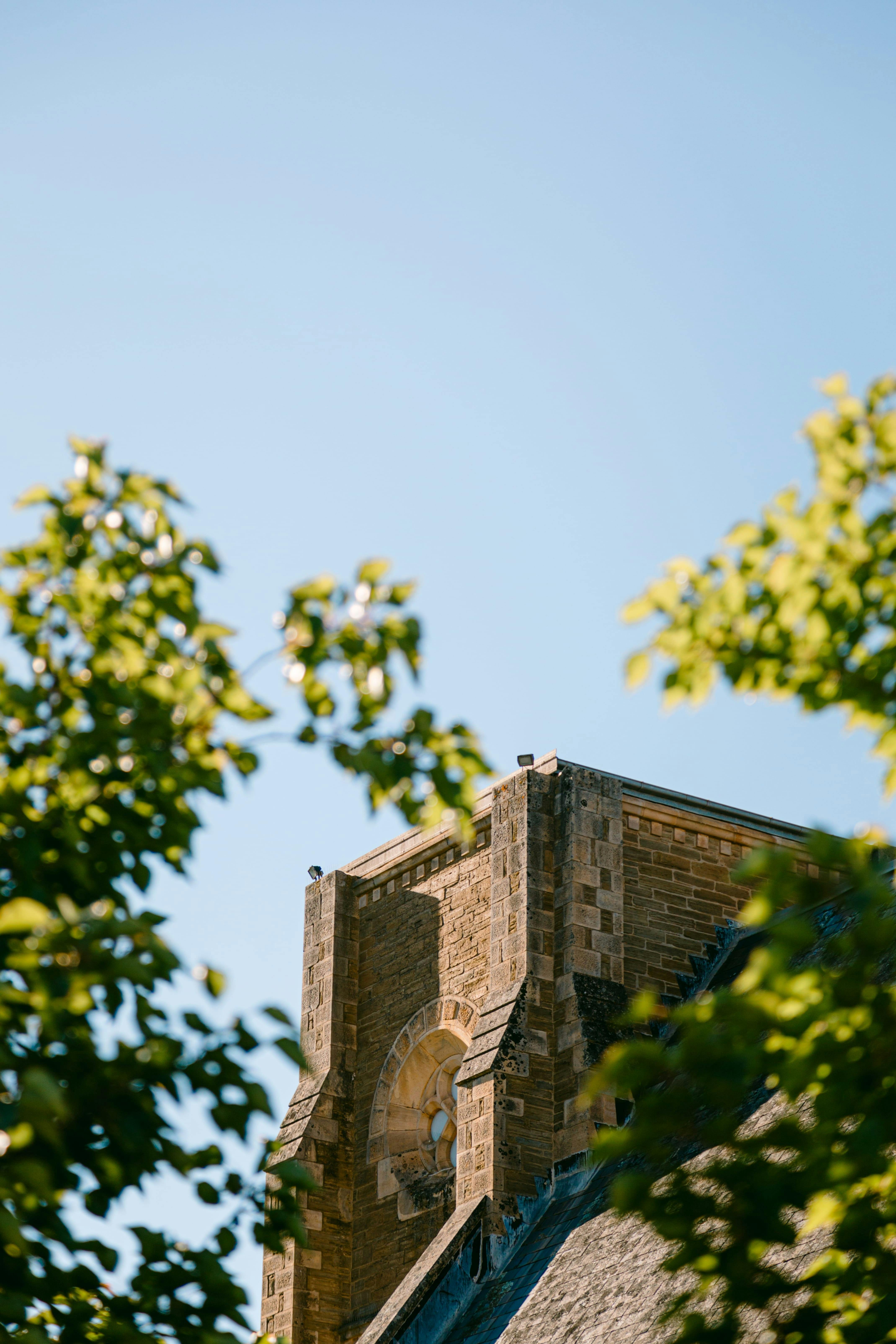 View of top of old stone building
