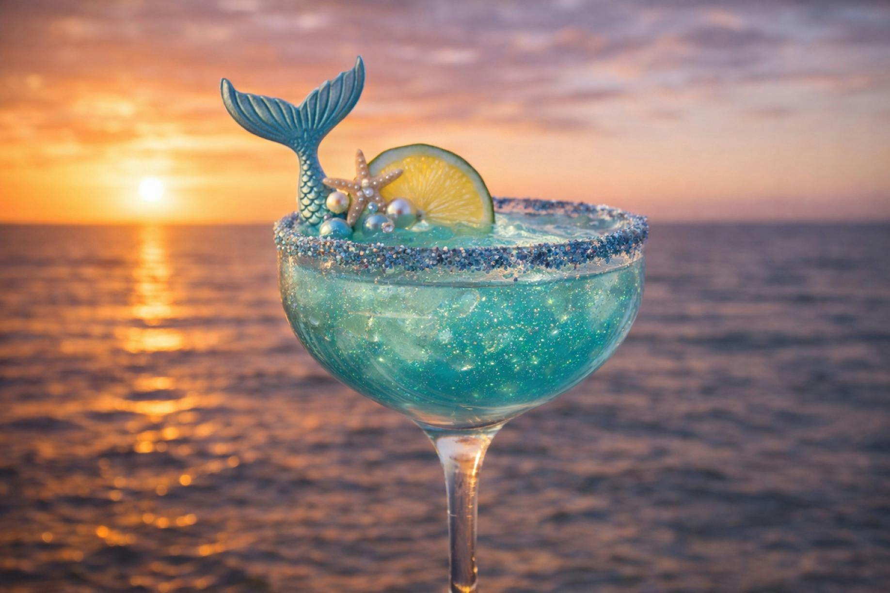 Mermaid themed cocktails set the mood