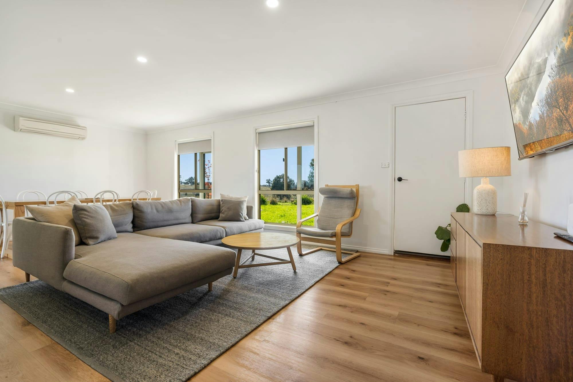 Lounge with couch and tv