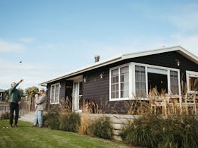 Backyard, outdoor games, deck, entertaining area