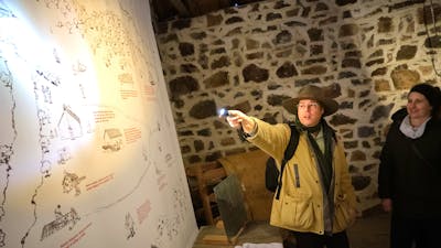 Tim the Yowie Man explaining something at Lanyon Homestead