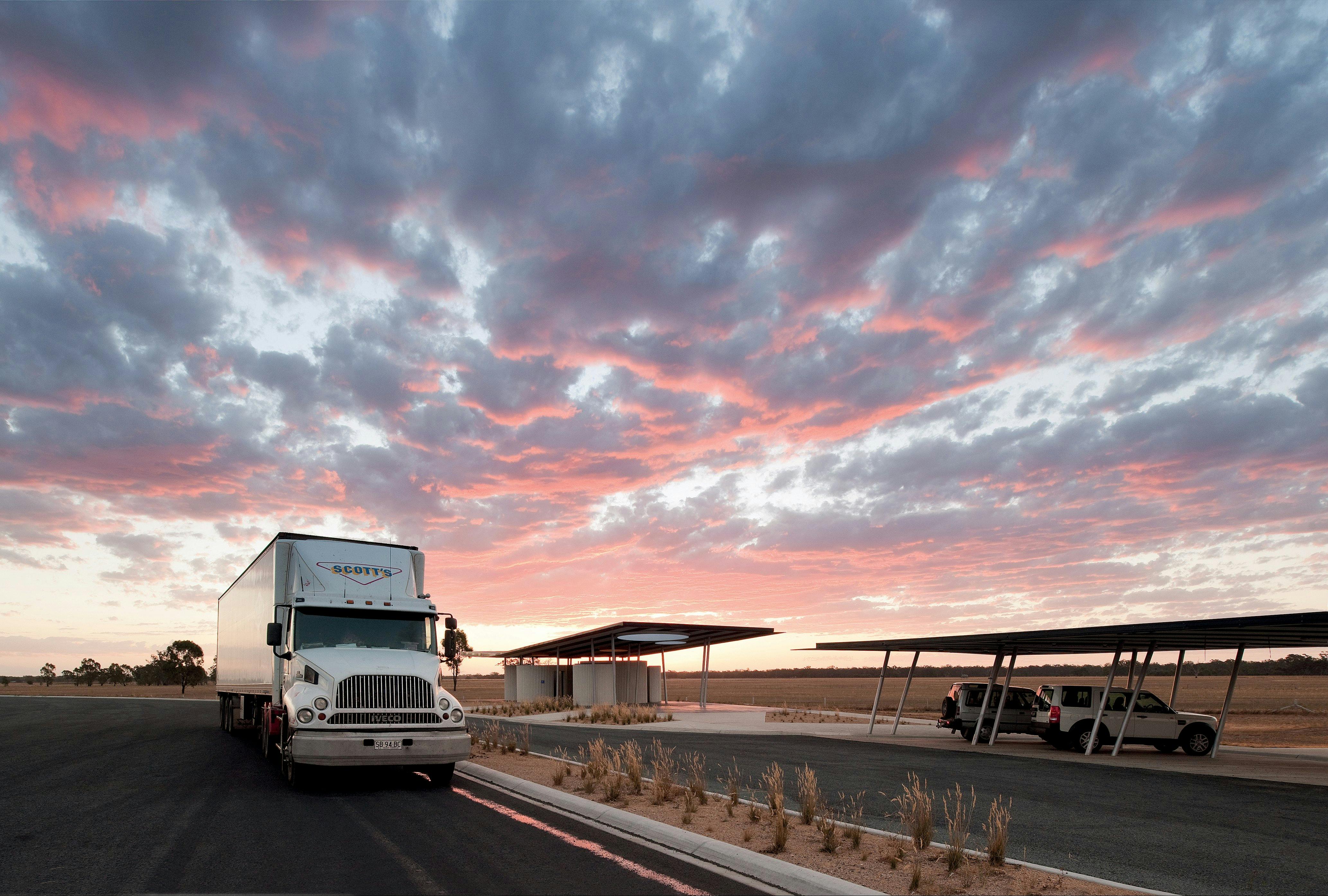 Calder Woodburn Memorial Parking Area at Sunset