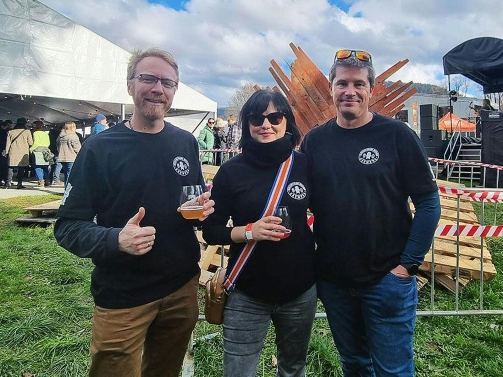 Picture of Mountain Monk Brewers key staff members attending a local Beer festival.