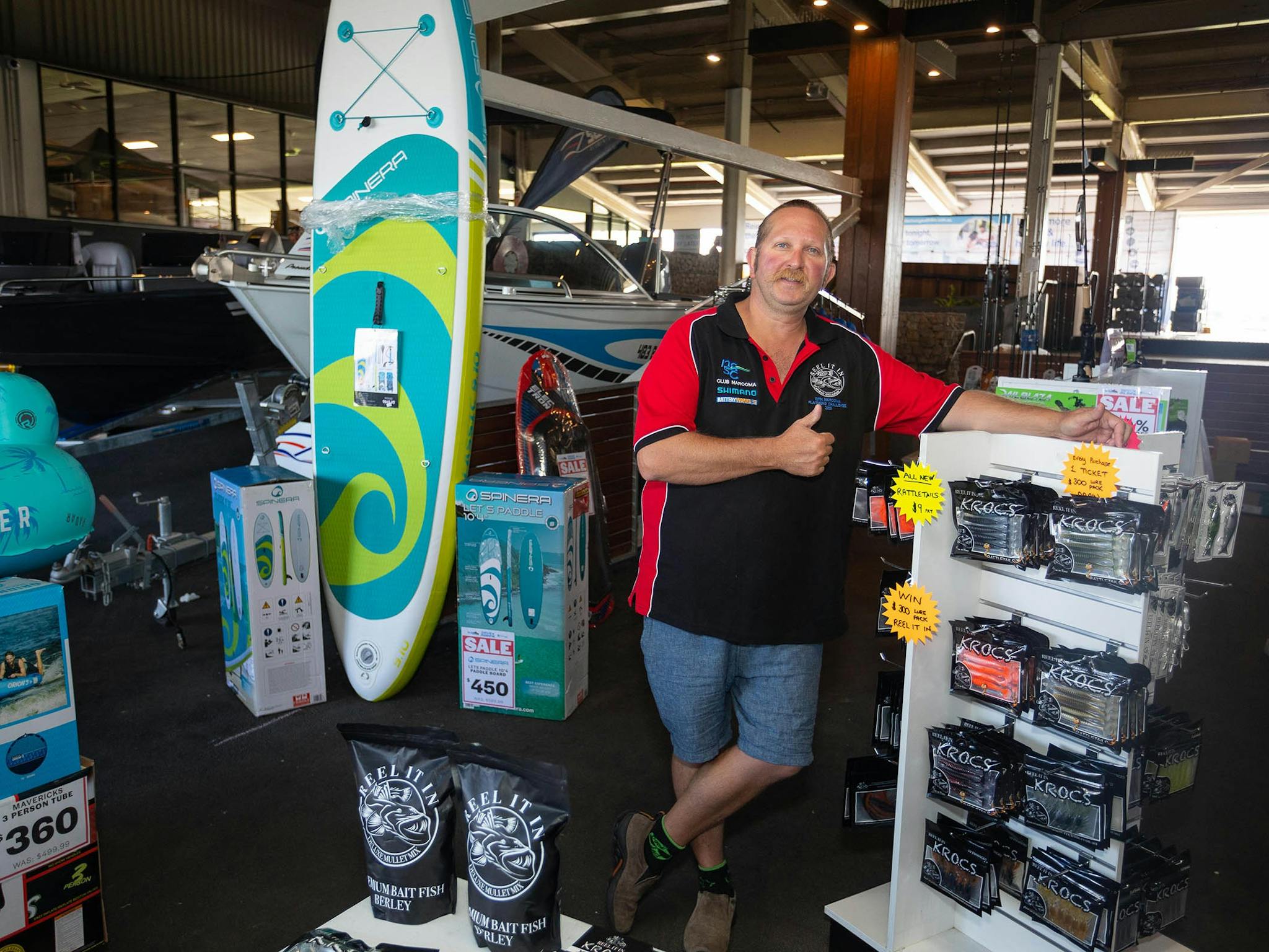 Thumbs up from an exhibitor at the Outdoor Living & Caravan Expo