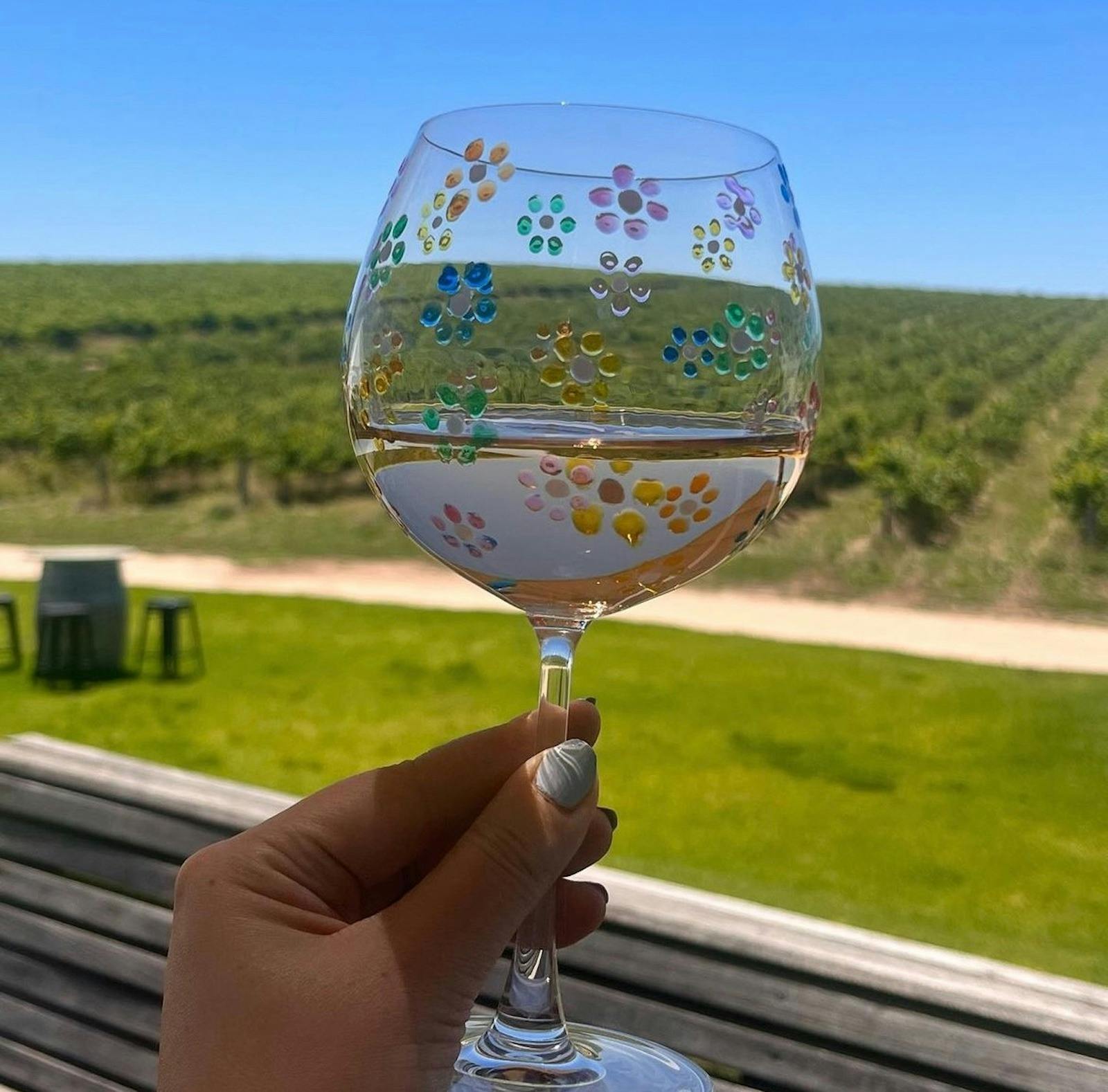 Painted wine glass