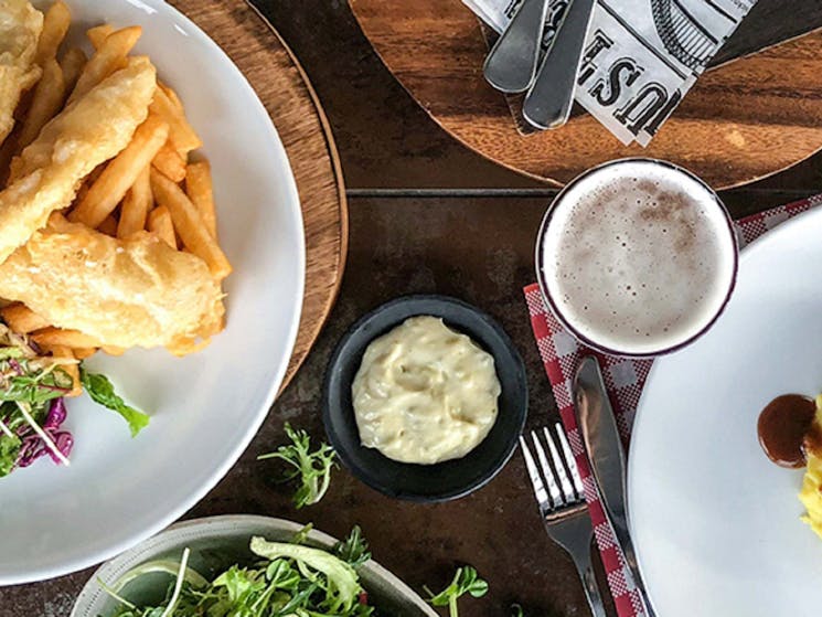 Meals on a table at Camden Hotel