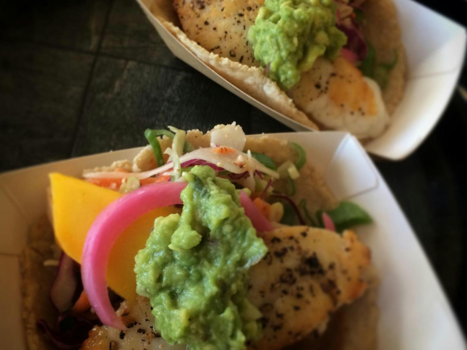 Takeaway fish tacos