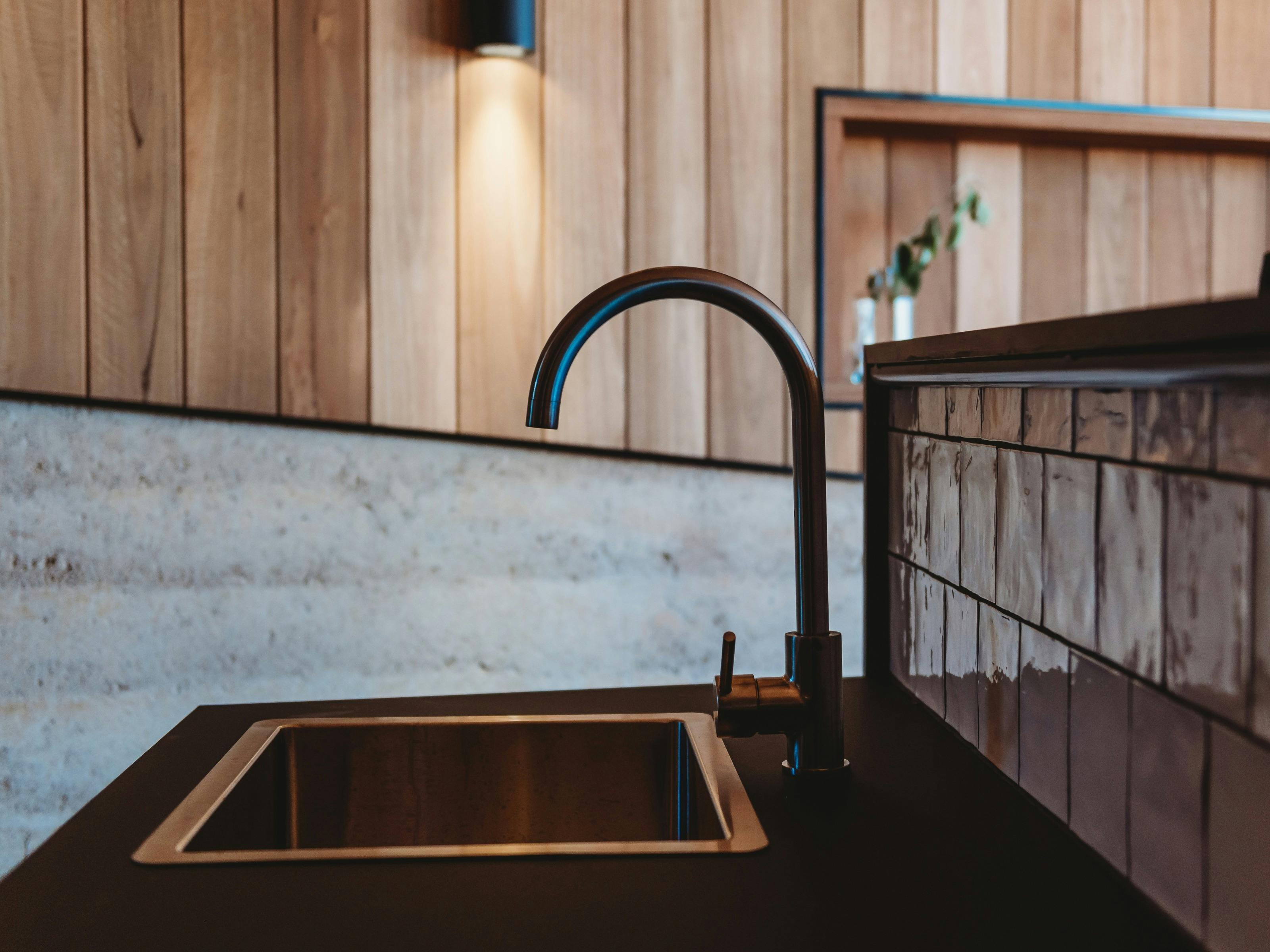 Basalt sink and kitchenette