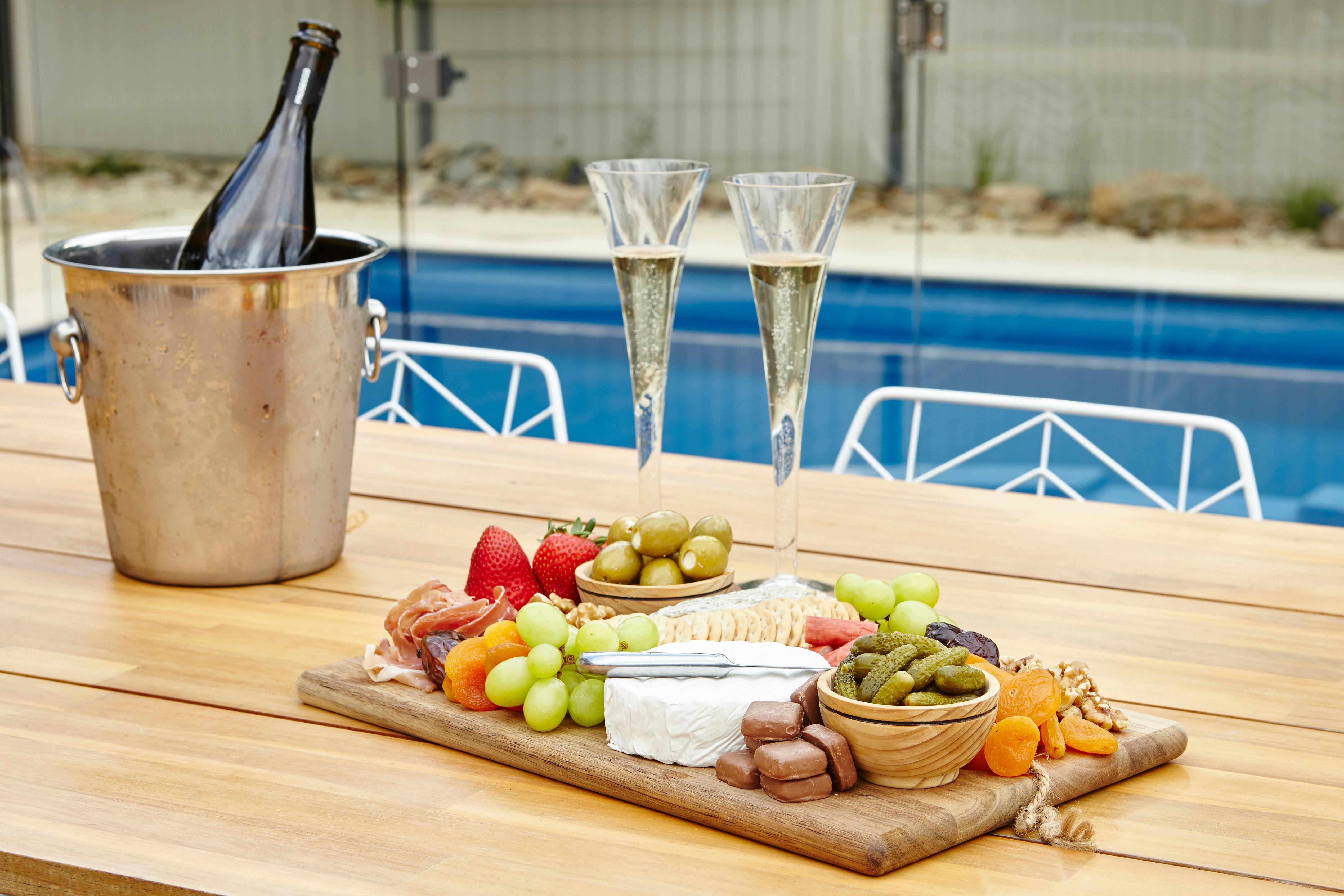 Pool side entertaining and relaxing