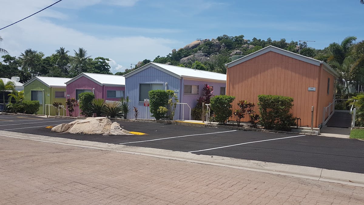 Garden View Beach Huts looking down Horseshoe Bay Road