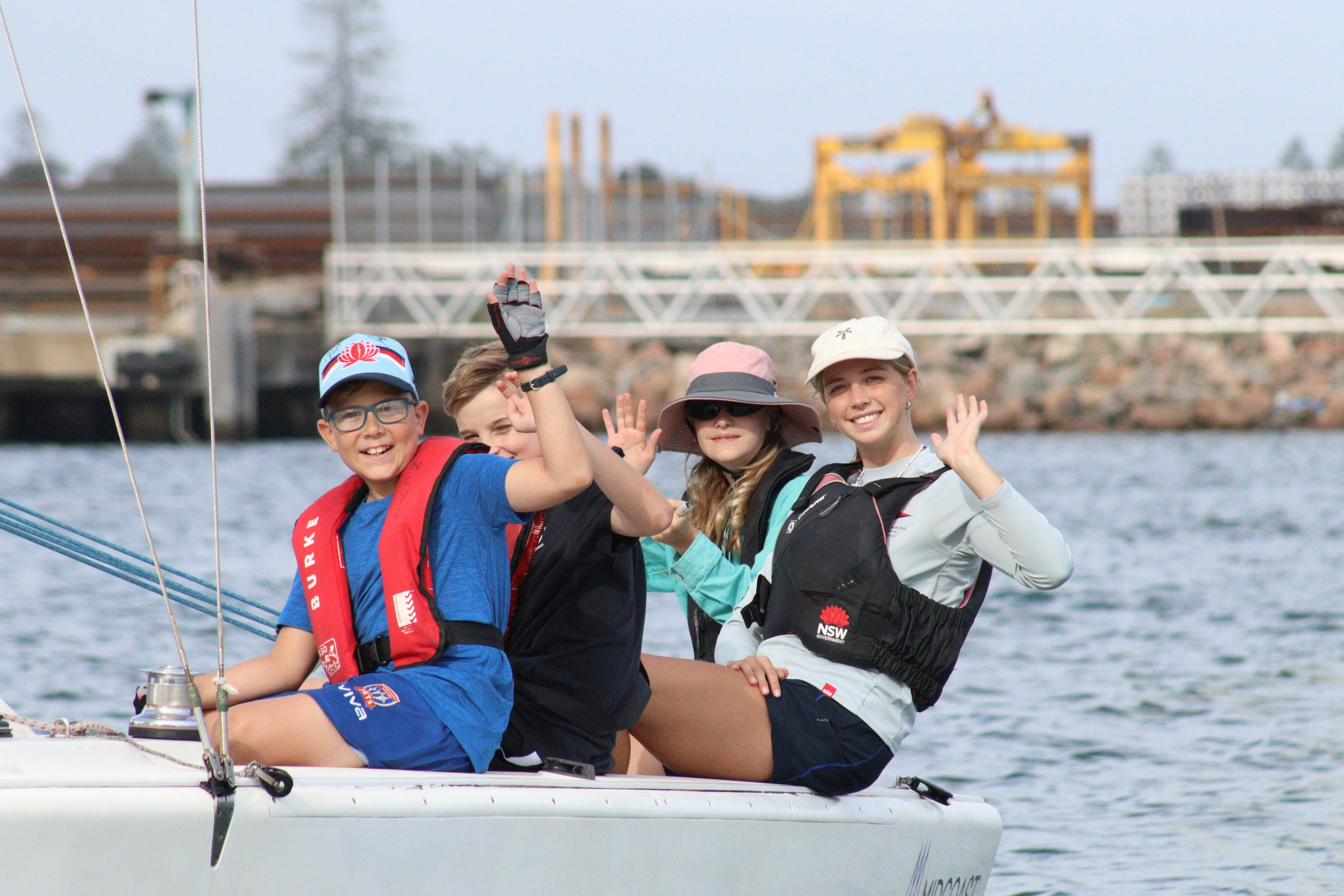 Teens giving sailing a try!