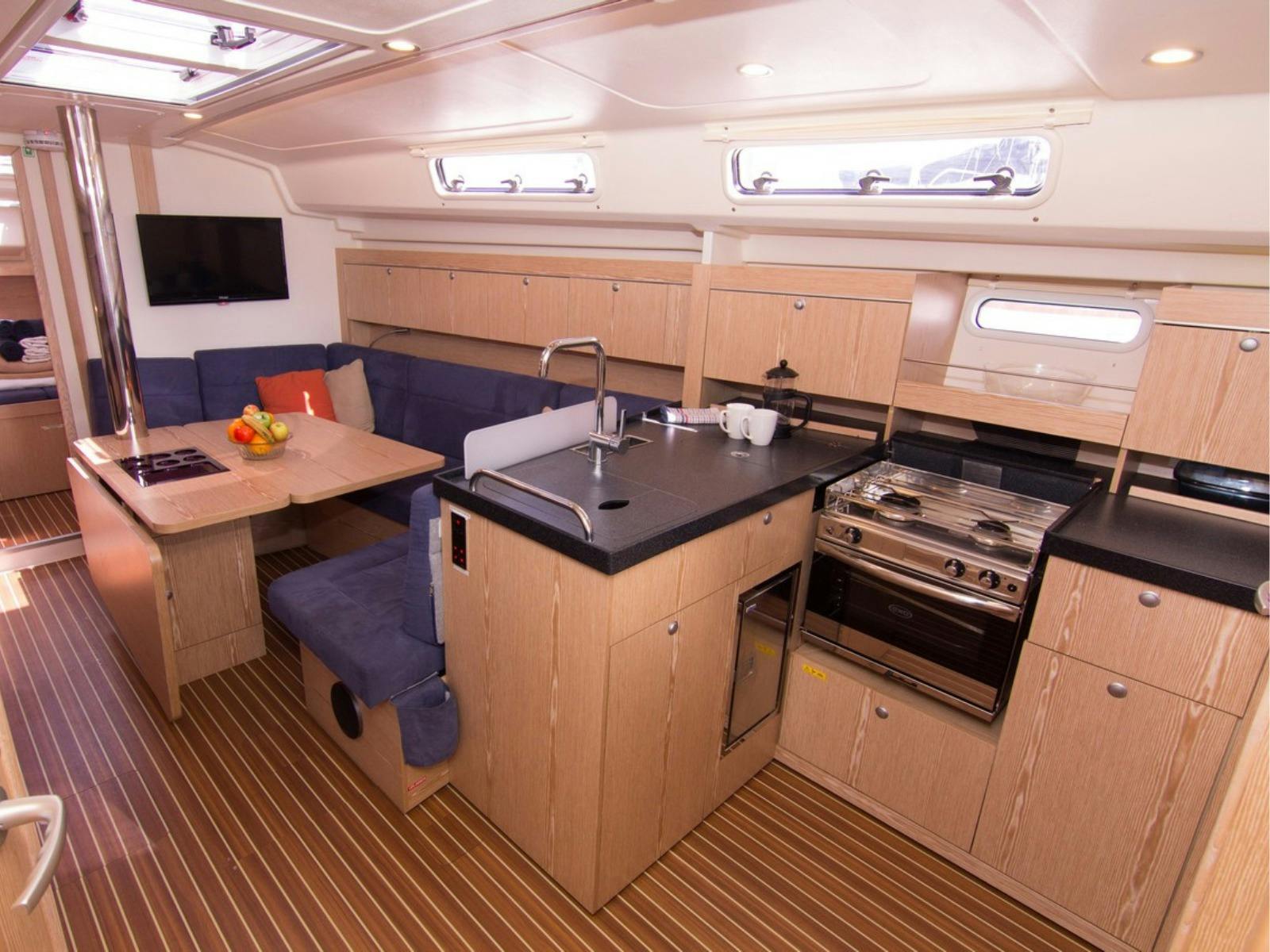 Galley and saloon