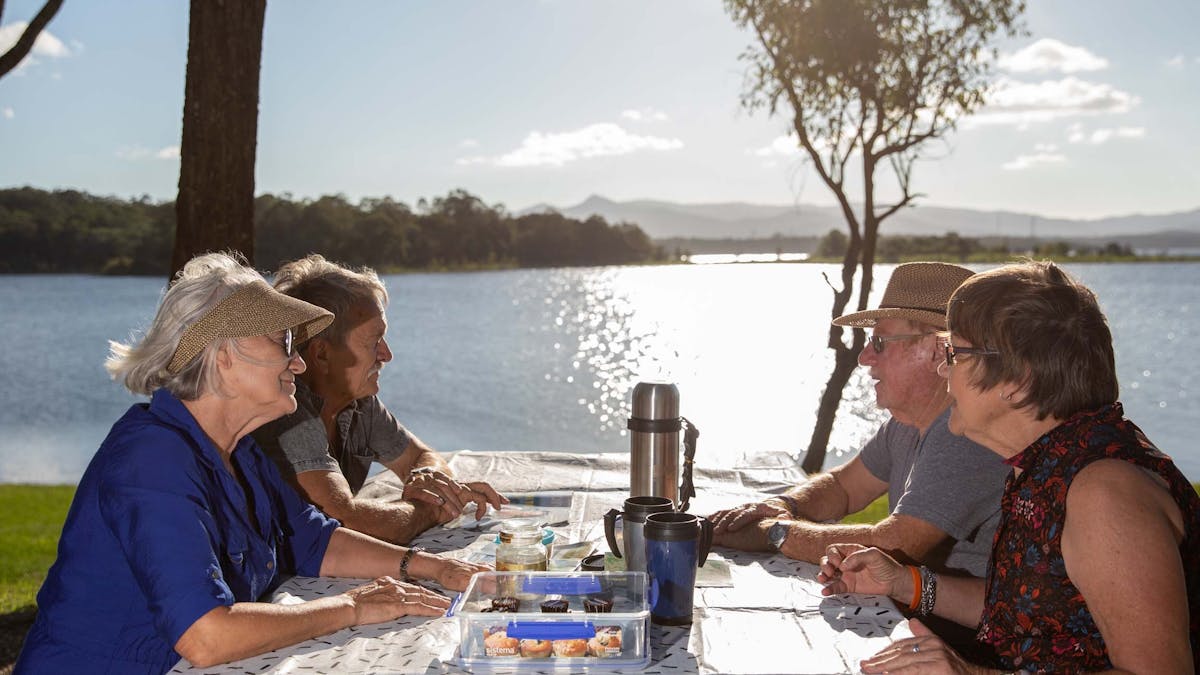 A group of people enjoying a picnic at Bullocky Rest