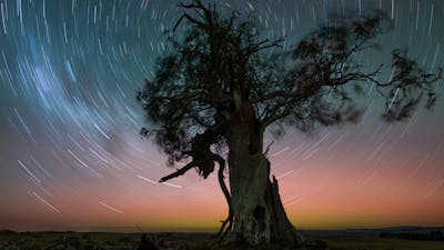 A star trail can be obtained by using longer exposure techniques and can be covered in the course