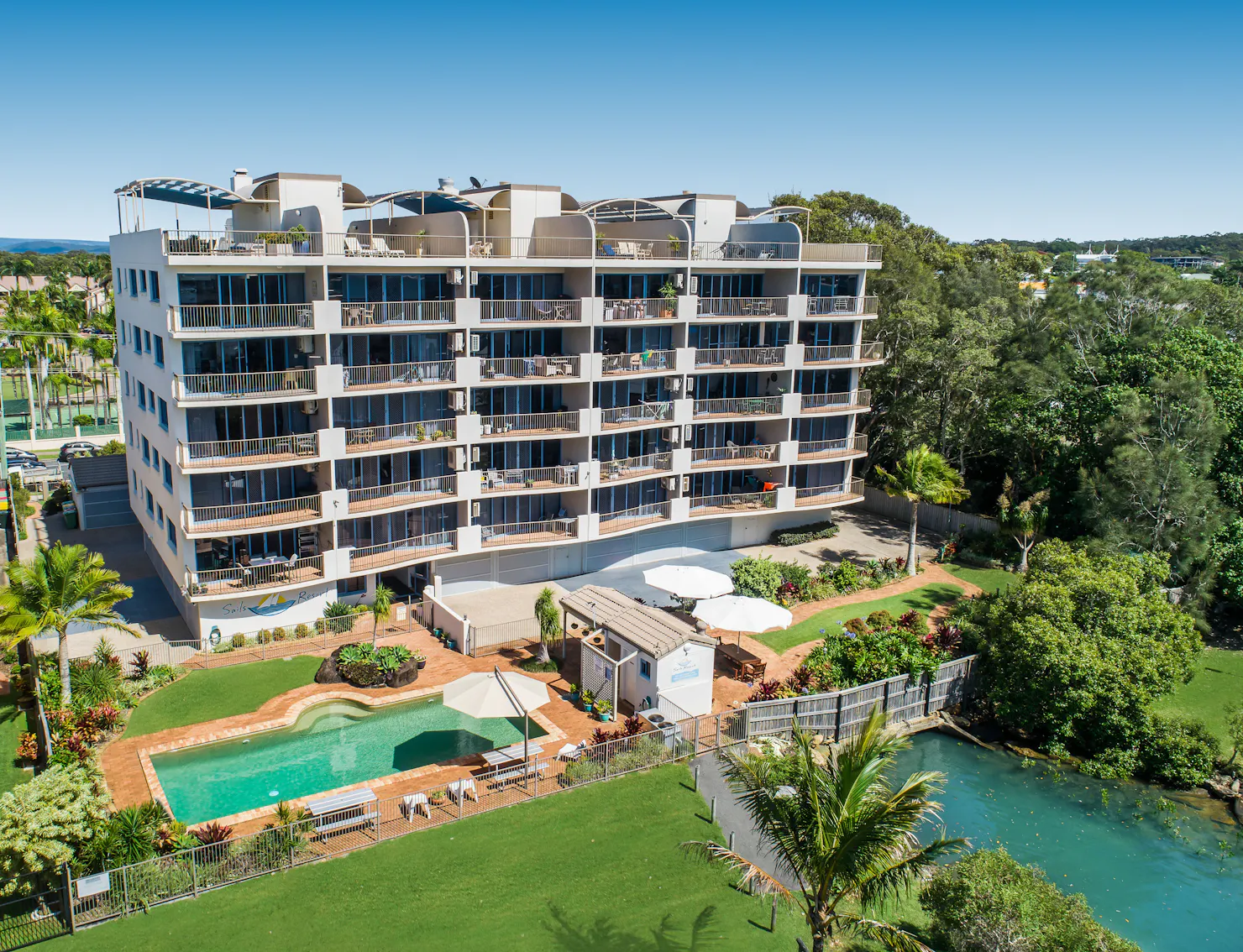 Aerial view from waterfront