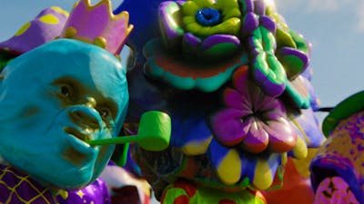 Animation of colourful animal human hybrids