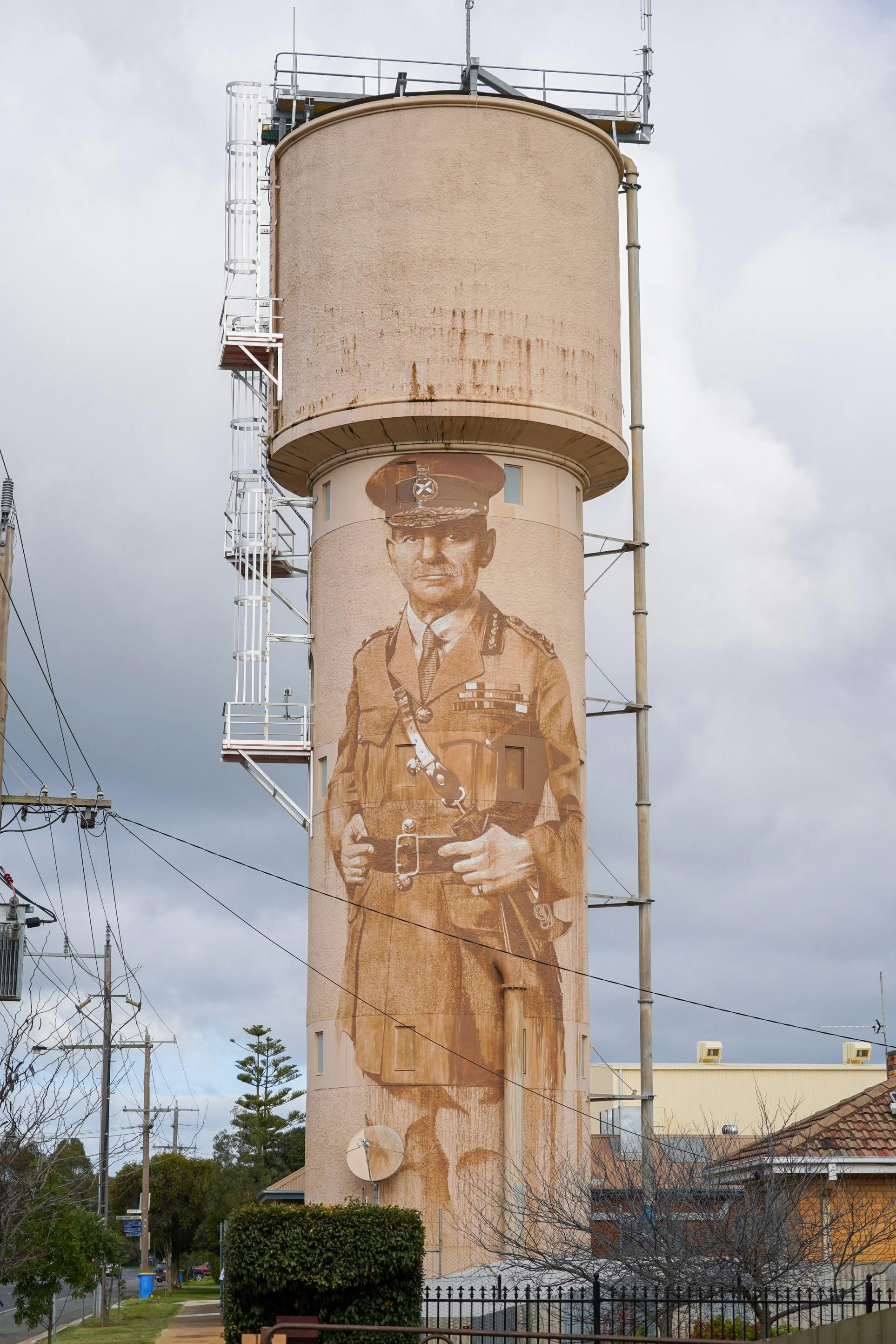 Tatura Water Tower art Sir John Monash