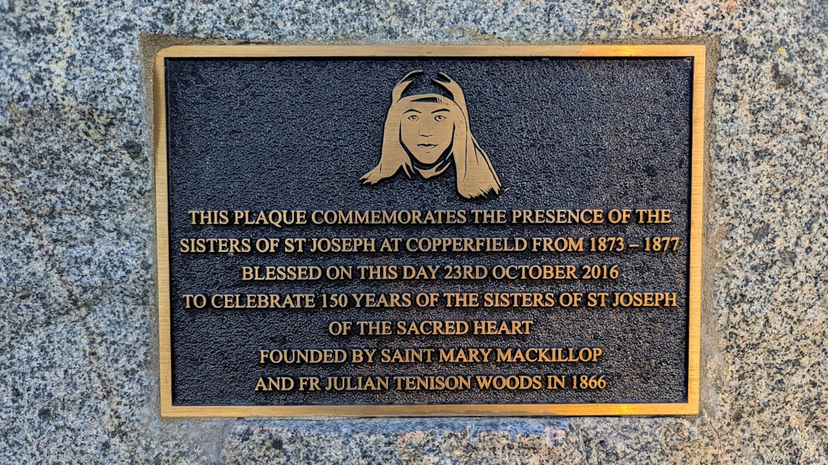 Plaque at Copperfield Store Plaque at Copperfield Store