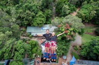 Couple Bungy Jumping backwards