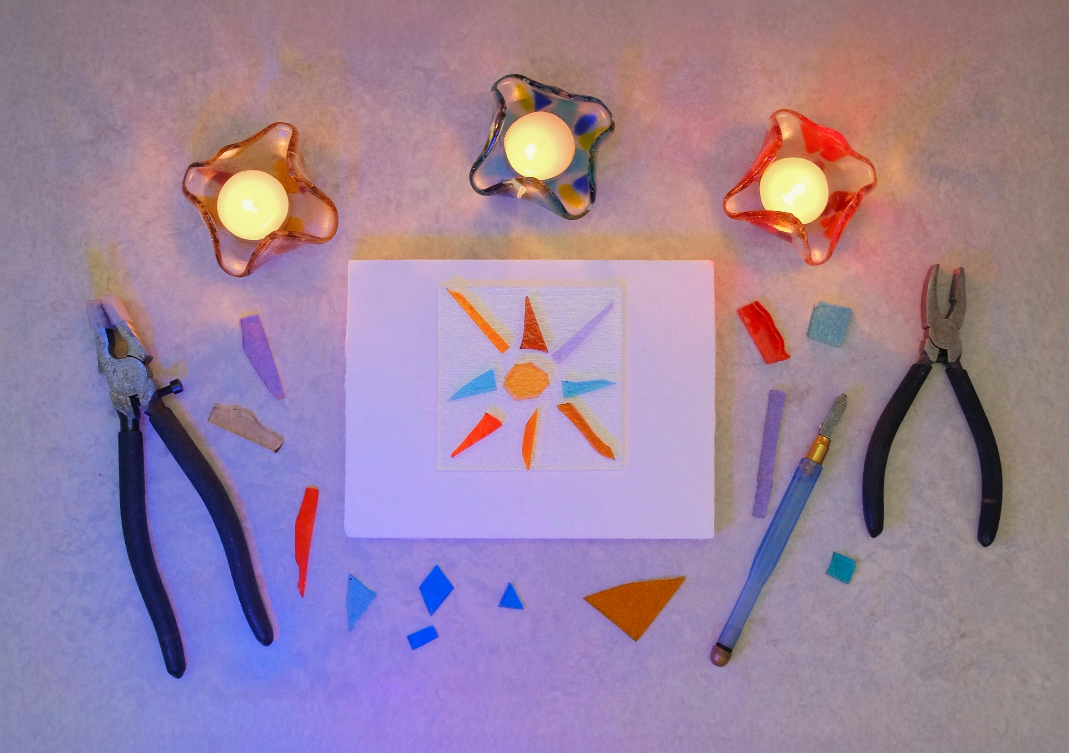 Tealight holders with materials to make