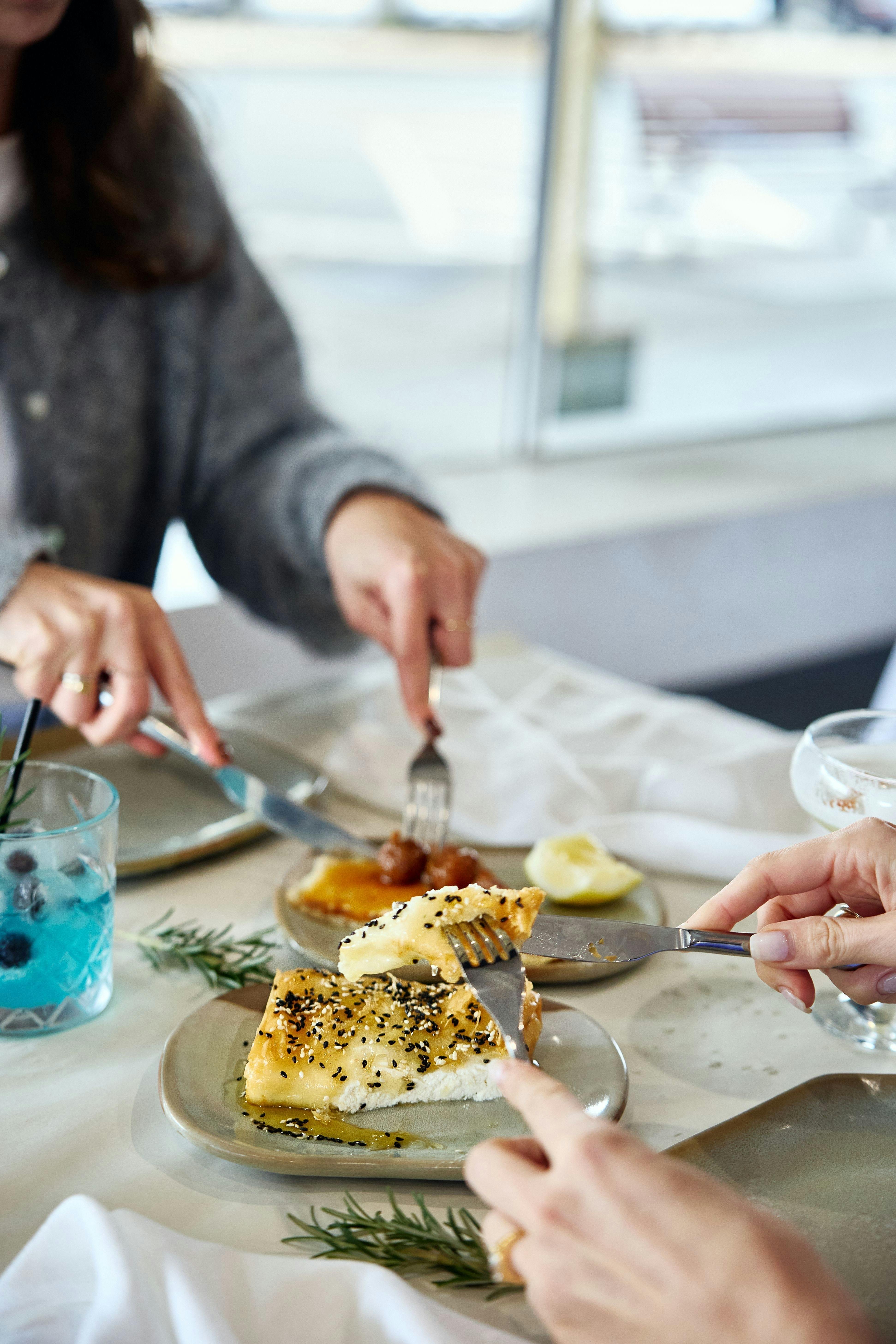 Fried cheese served on a table at Opa Echuca