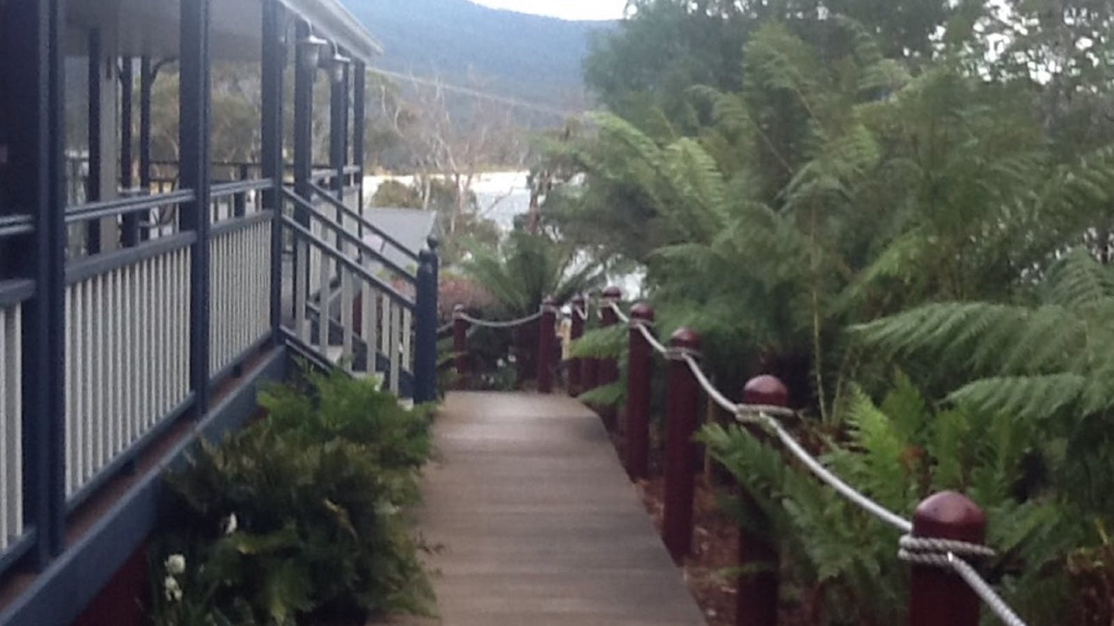 from end of path looking to the frony gate