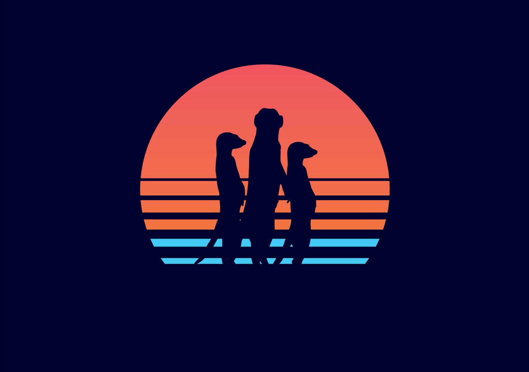 Meerkats in front of a sunset