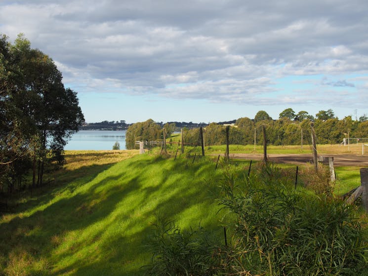 Our tennis court and the inlet