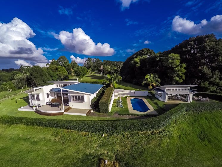 Byrons Brae - Byron Bay - Aerial Front of House b