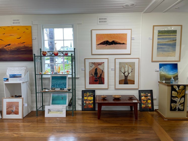 Art, glass and woodwork on display in the gallery