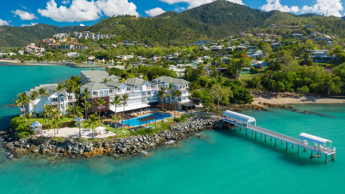 Aerial image of the Coral Sea Resort Hotel at Coral Sea Marina Resort