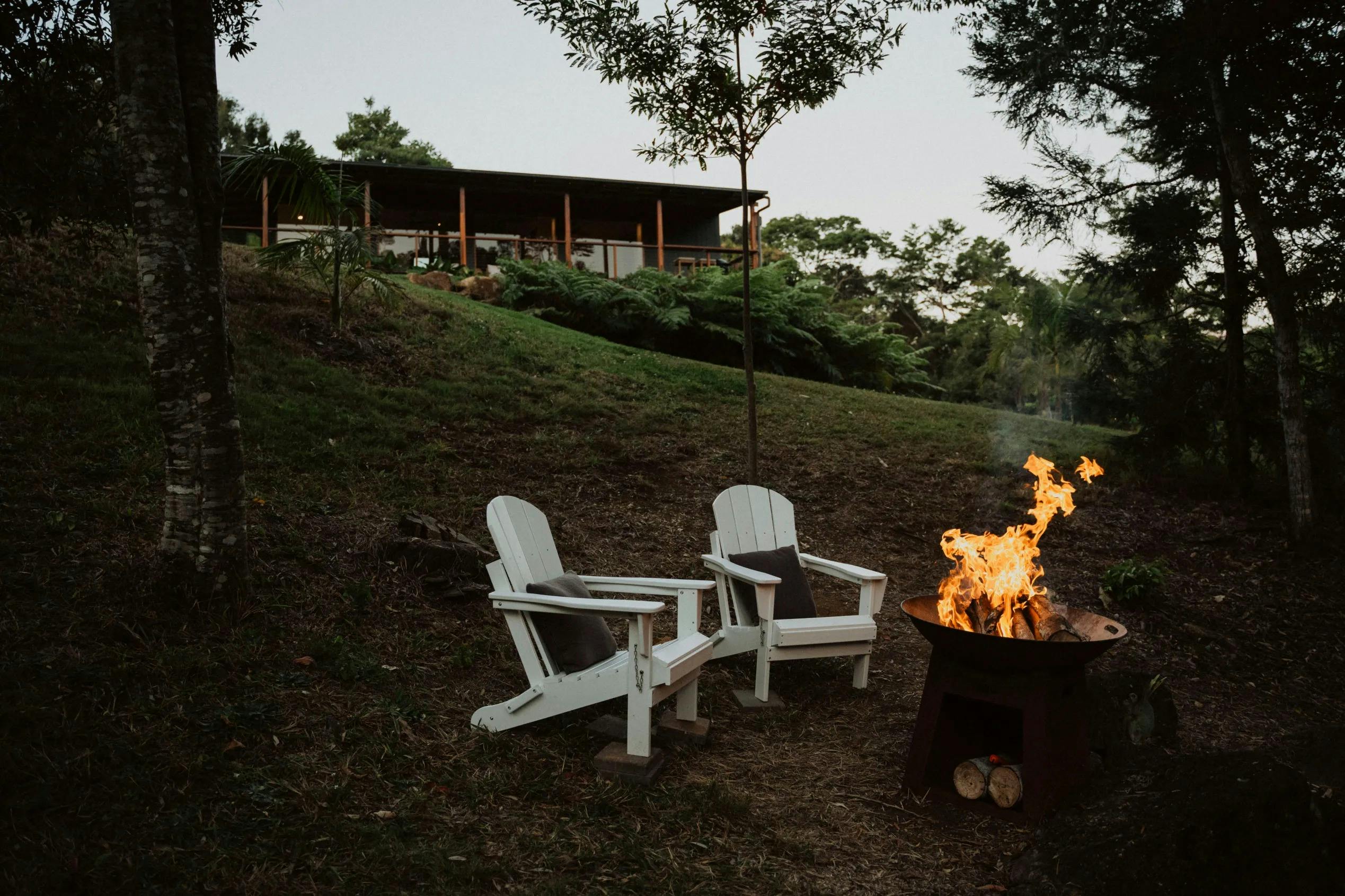Two chairs by the warm fire