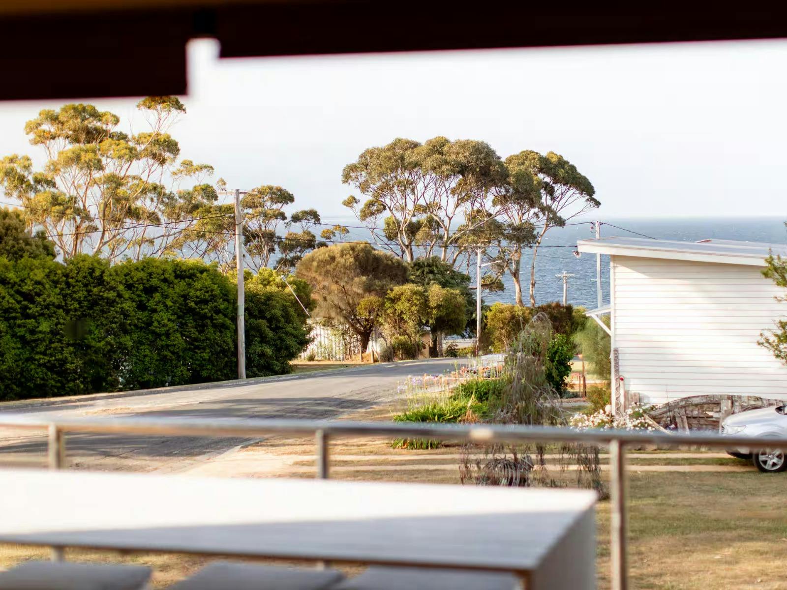 Coastal view from Binalong Bay Beach House in Binalong Bay, Tasmania.