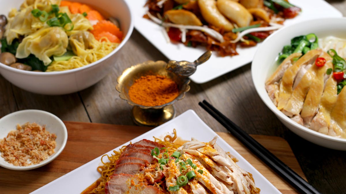 Noodle dishes from Malaya Corner