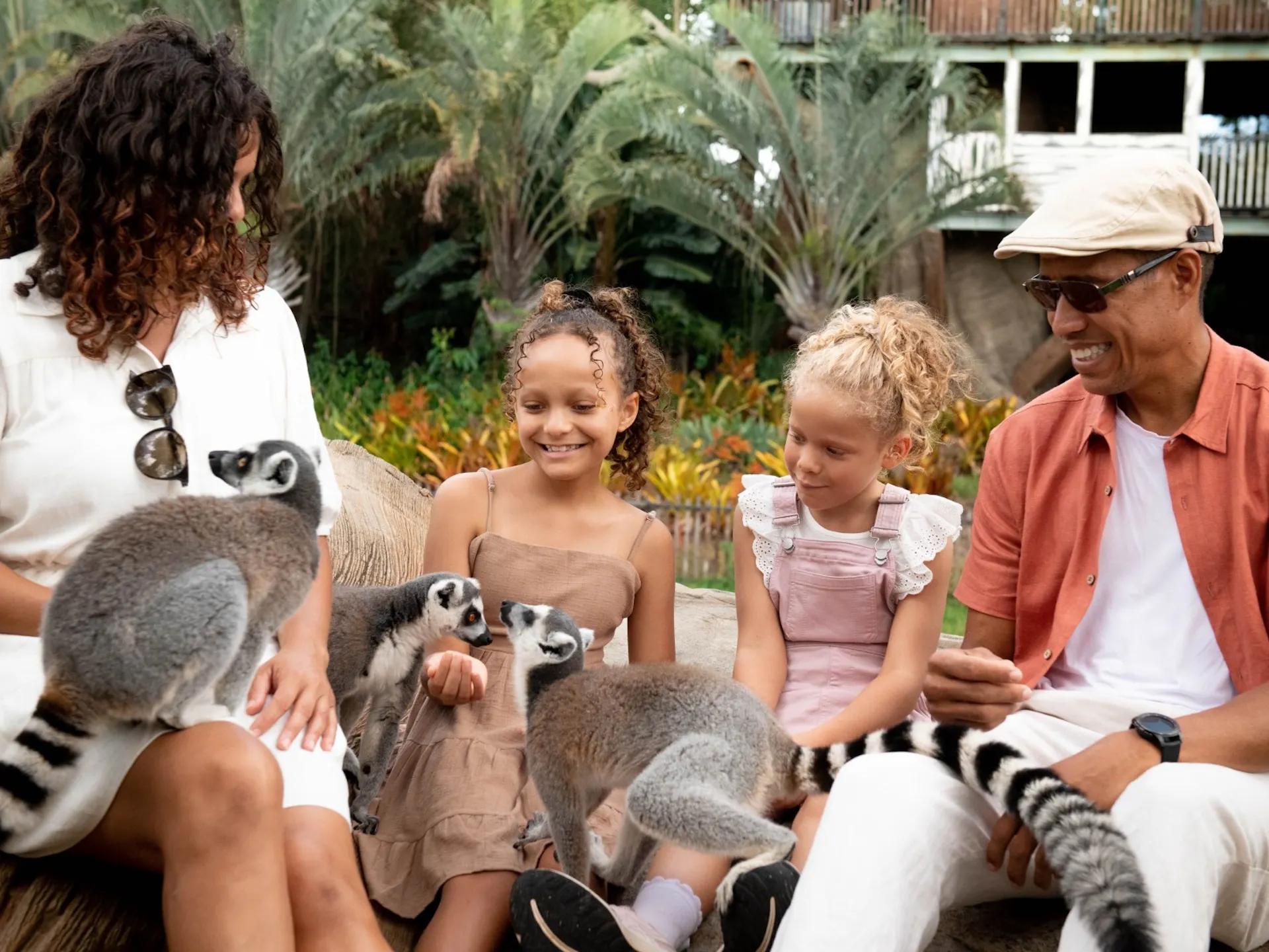 Family with lemurs