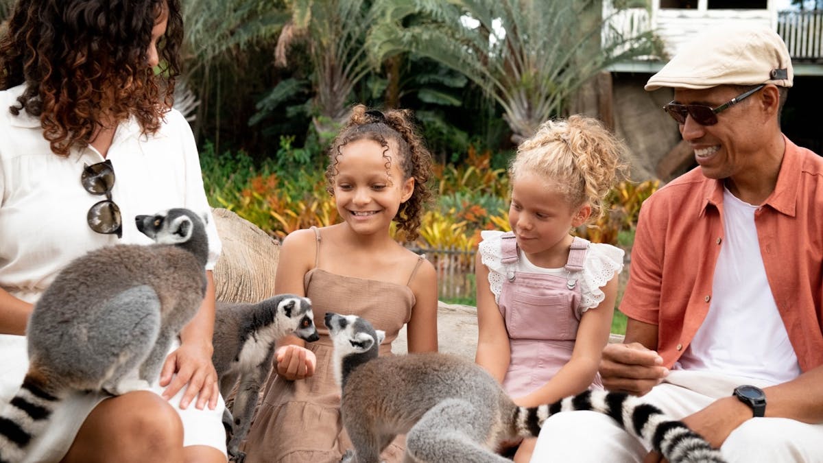 Family with lemurs