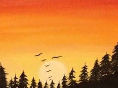 orange sunset painting