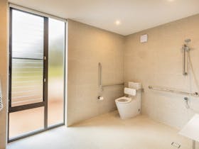 Bathroom with accessible toilet and shower