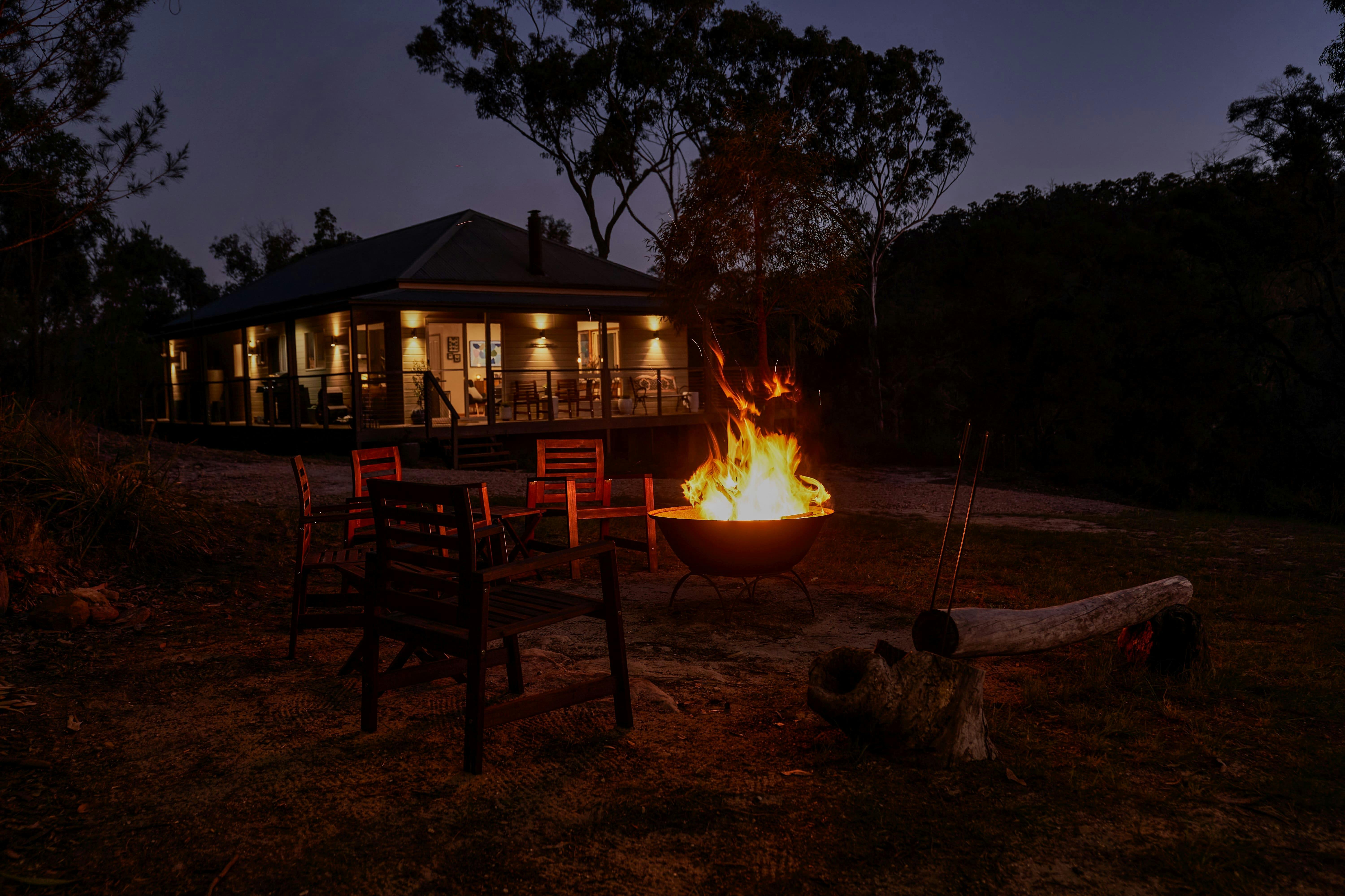Outdoor fire pit under the stars