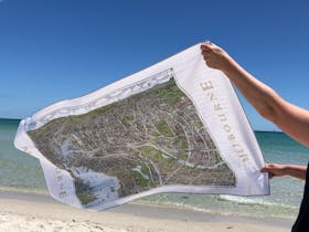 Melbourne Map Beach Towel flowing in the wind
