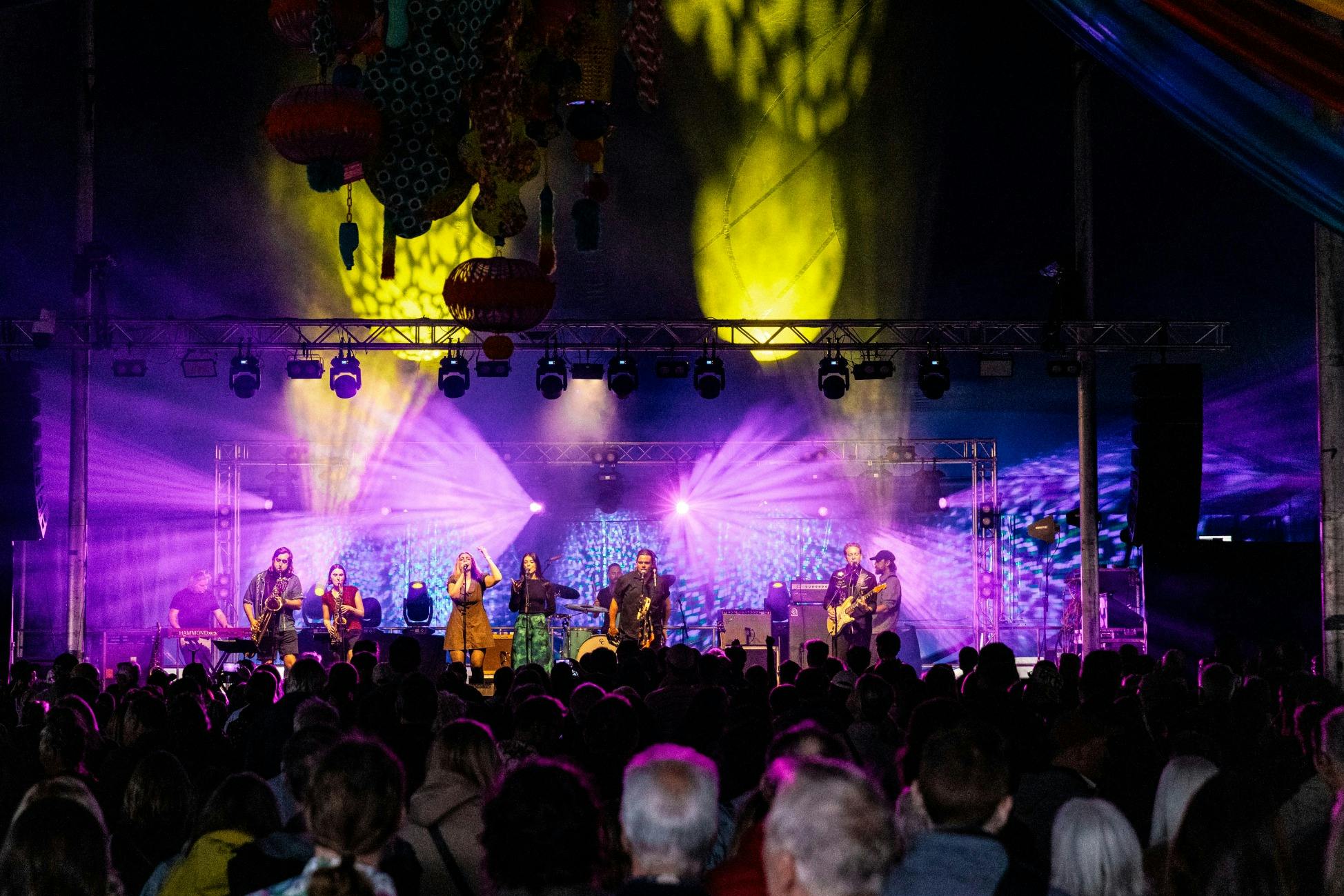 Atmospheric lights across the main stage