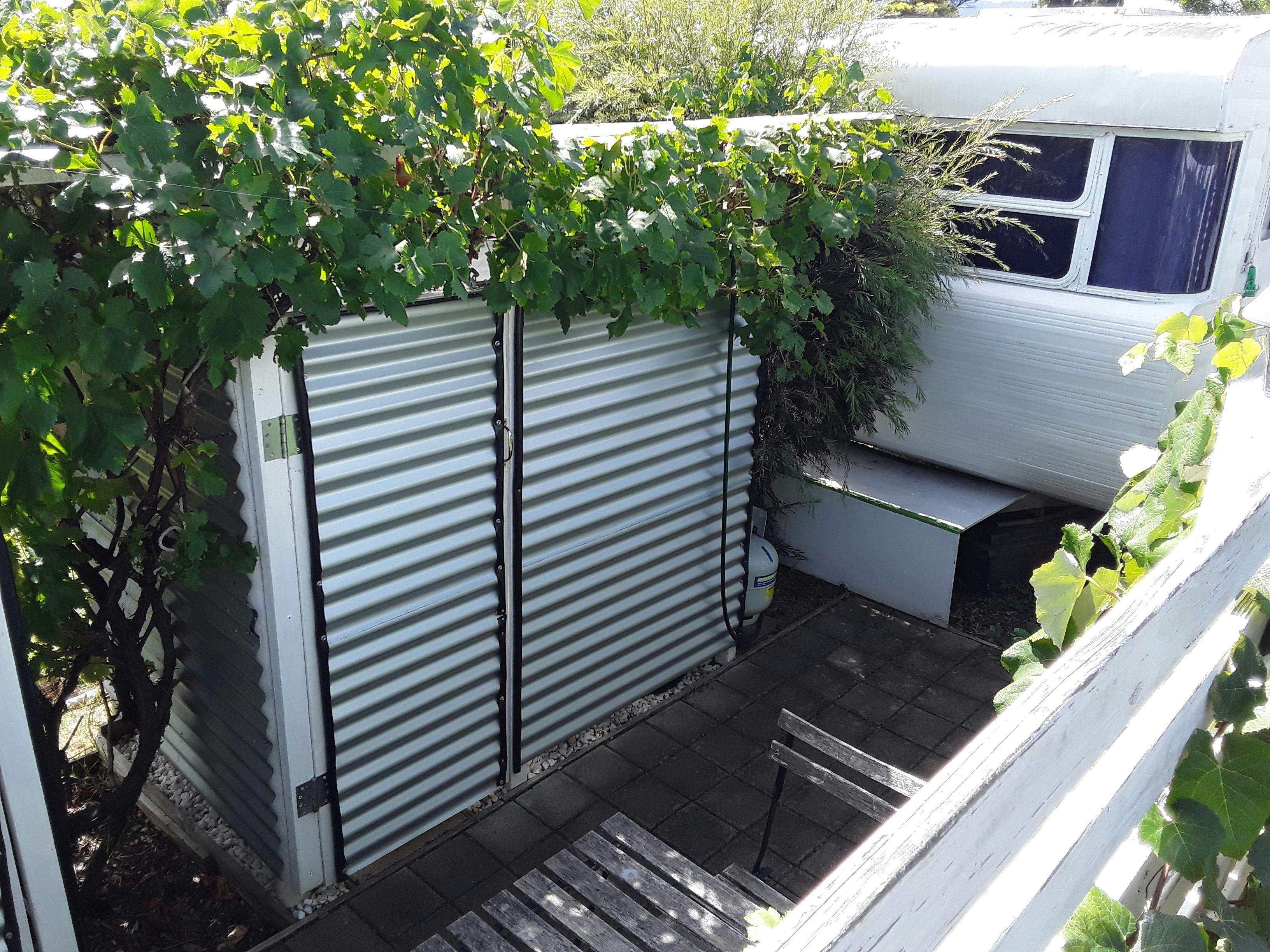 Caravan courtyard set in beautiful garden setting